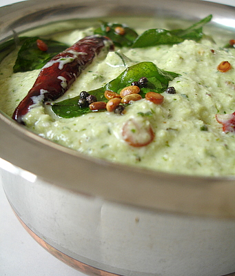 Kothimira perugu pachadi - Coriander curd chutney