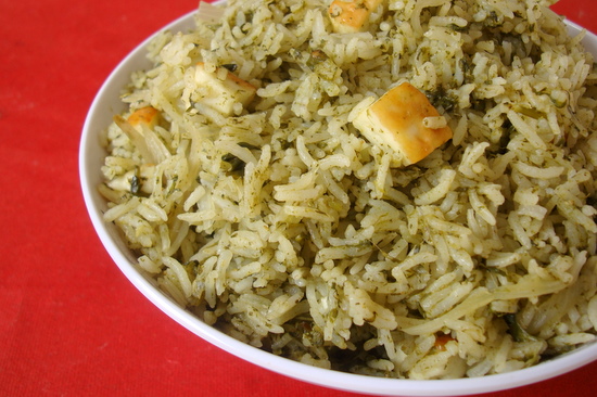 palak-rice - Indian food recipes - Food and cooking blog