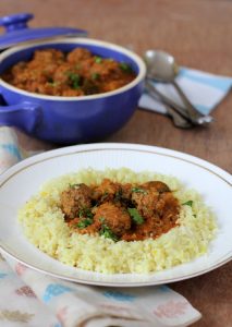 meatballs curry with coconut rice