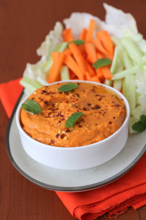 Roasted Red Pepper Hummus- Healthy Vegetarian Recipes that are low fat