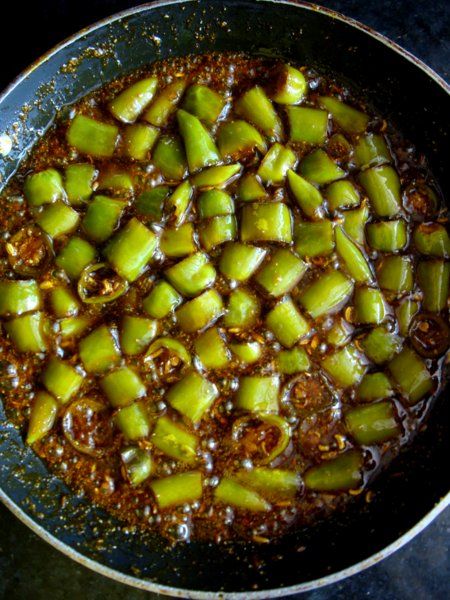 sweet and sour green chilli pickle recipe